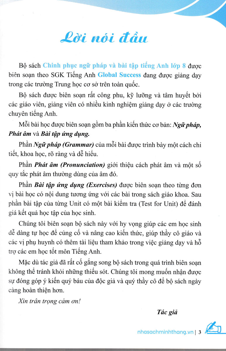 CHINH PHỤC NGỮ PHÁP VÀ BÀI TẬP TIẾNG ANH LỚP 8 - TẬP 1 (Có đáp án - Theo SGK Tiếng Anh Global Success)